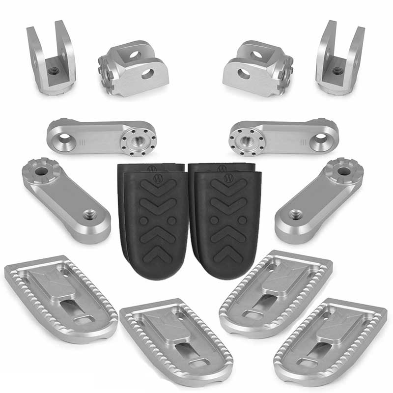 Systeme complet repose-pieds Vario EVO1 argent 50mm Wunderlich. Blackpines.fr