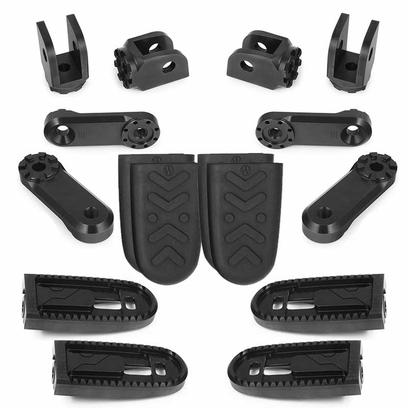 Systeme complet repose-pieds Vario EVO1 noir 50mm Wunderlich. Blackpines.fr