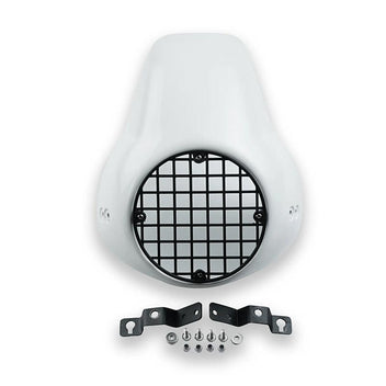 Tete de fourche blanche scrambler vintage Bonvent Motorbikes. Blackpines.fr