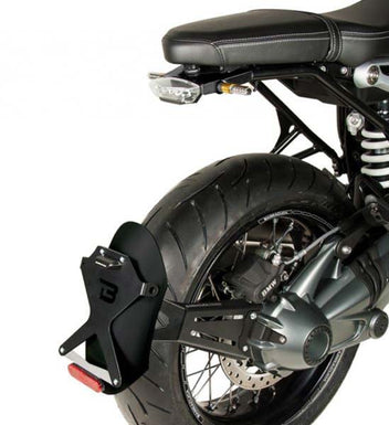 Support de plaque noir Side Classic Barracuda pour BMW R nineT. Blackpines.fr