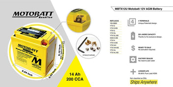 Batterie Motobatt AGM 12 V MBTX12U. Blackpines.fr