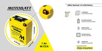 Batterie moto Motobatt 2 poles 7Ah MB5U. Blackpines.fr 