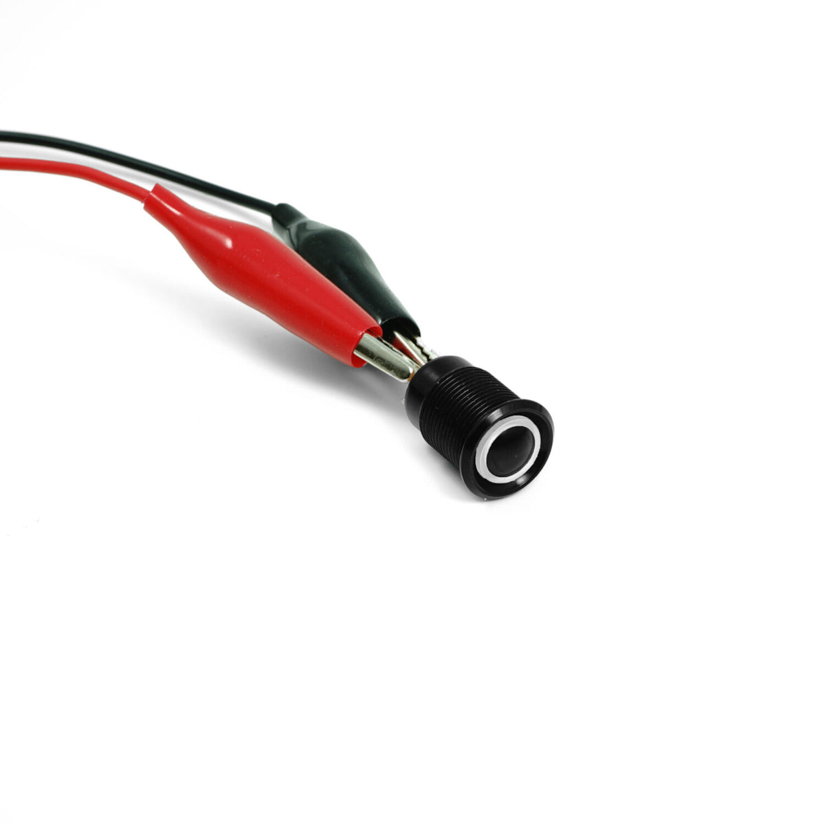 Bouton poussoir moto LED blanche de 12 mm Rebelmoto. Blackpines.fr