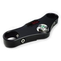 Ecrou de colonne de direction avec bouton poussoir et LED verte Rebelmoto pour fourche BMW  R100R et R80R. Blackpines.fr