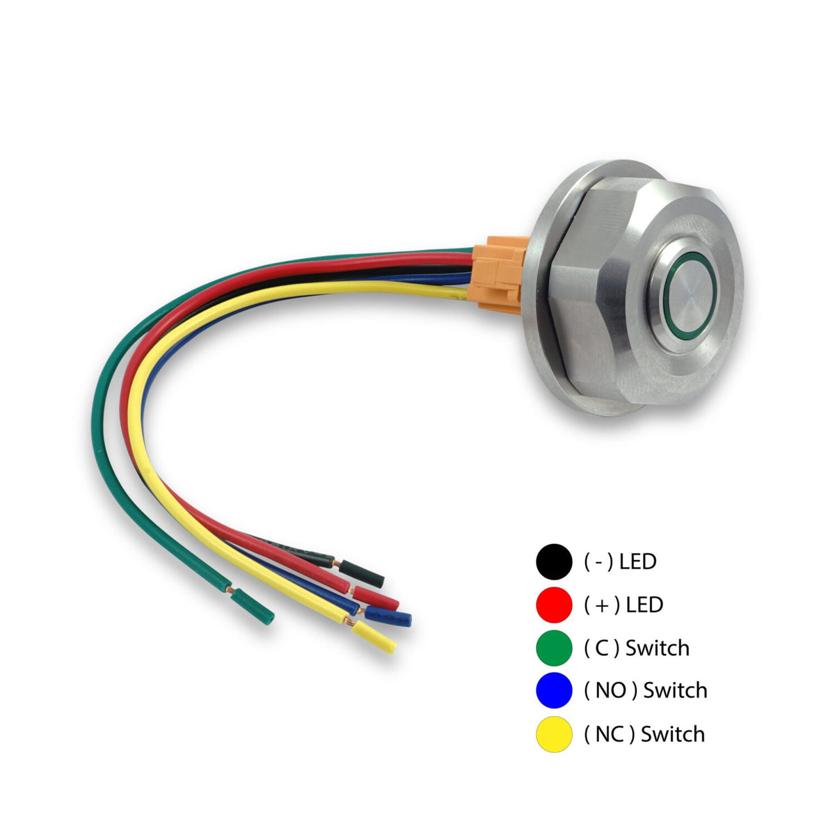 Ecrou de colonne de direction avec bouton poussoir avec LED verte Rebelmoto pour fourche BMW  R. Blackpines.fr