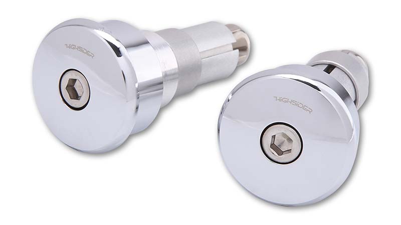 Embouts de guidon Highsider chromes. Blackpines.fr