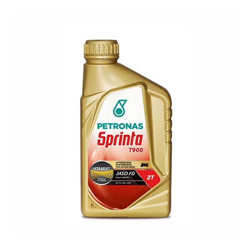 Huile moto synthetique 2 temps Petronas Sprinta T900. Blackpines.fr