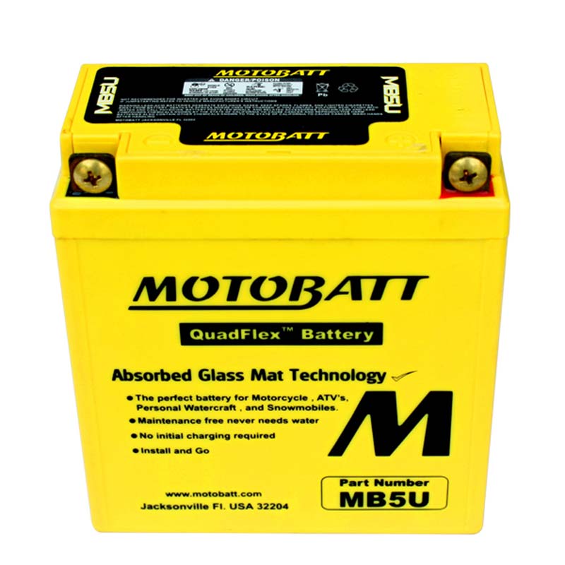 Batterie moto Motobatt 2 poles 7Ah MB5U. Blackpines.fr 