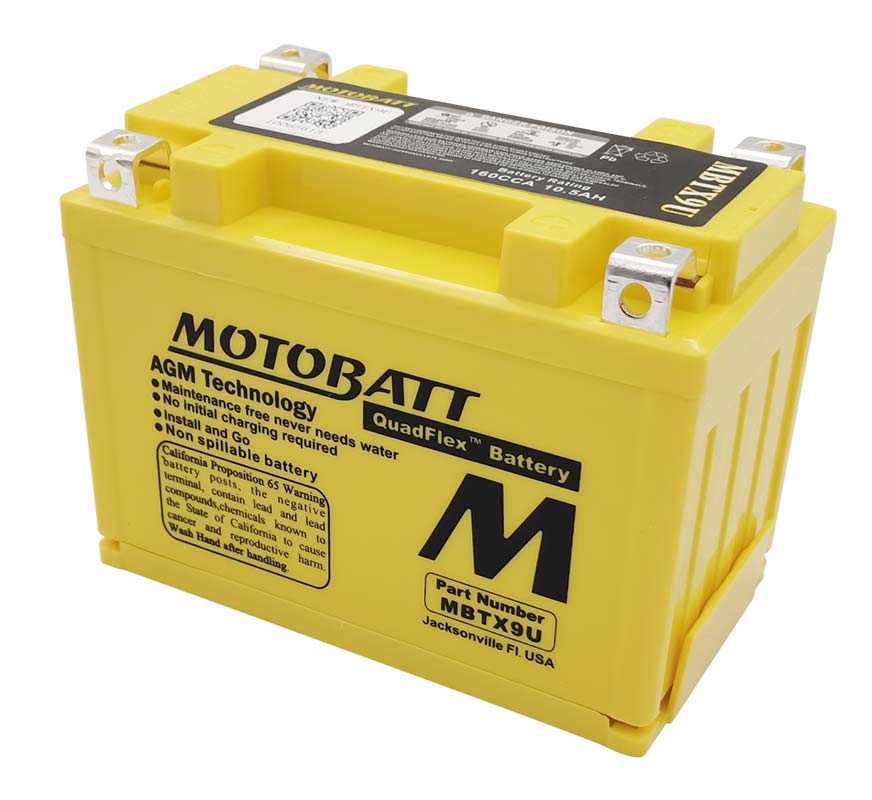 Batterie moto Motobatt AGM 10,5 Ah 12 V MBTX9U. Blackpines.fr