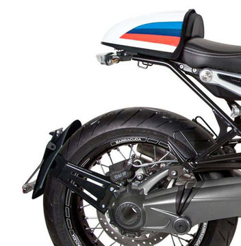 Support de plaque noir Side Classic Barracuda pour BMW R nineT. Blackpines.fr