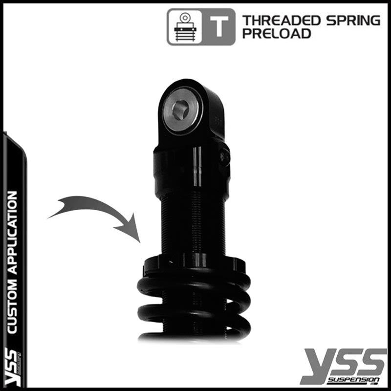 Amortisseurs moto YSS RE302-320T-12-BLK pour Triumph Bonneville 800 America. Blackpines.fr
