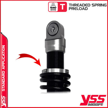 Amortisseurs moto YSS  RE302 360T 22 88 pour Thruxton 790 et 900. Blackpines.fr