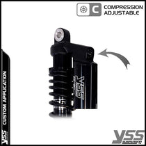 Amortisseurs YSS RG362-315TRCL-05-BLK pour Royal Enfield Bullet et Classic. Blackpines.fr