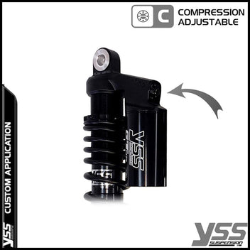 Amortisseurs YSS RG362-315TRCL-05-BLK pour Royal Enfield Bullet et Classic. Blackpines.fr