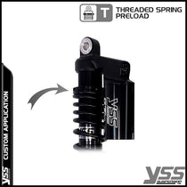 Amortisseurs YSS RG362-315TRCL-05-BLK pour Royal Enfield Bullet et Classic. Blackpines.fr