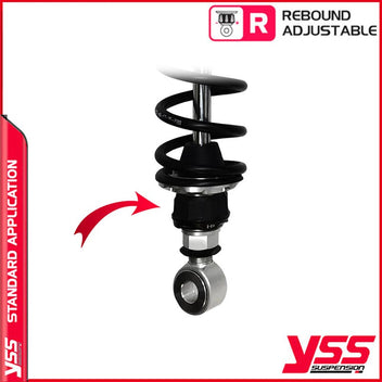 Amortisseurs moto YSS RG362-340TRCL-52-888 pour Triumph Bonneville T100. Blackpines.fr