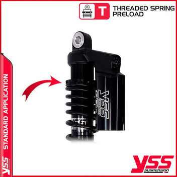 Amortisseurs moto YSS RG362-340TRCL-52-B pour Triumph T100. Blackpines.fr