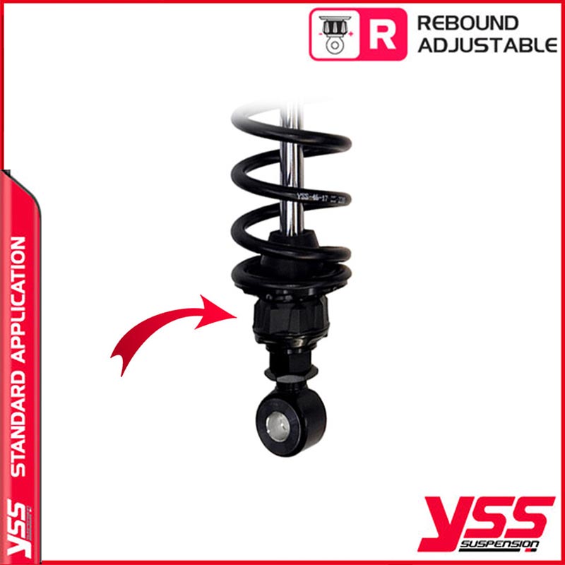 Amortisseurs moto YSS RG362-340TRCL-52-B pour Triumph T100. Blackpines.fr
