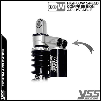 Amortisseurs moto YSS RG362-340TRWL-52-ALU pour Bonneville T100. Blackpines.fr