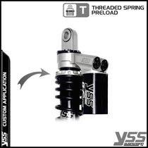 Amortisseurs moto YSS RG362-340TRWL-52-ALU pour Bonneville T100. Blackpines.fr