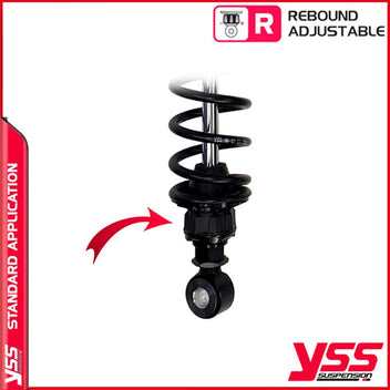 Amortisseurs moto YSS RG362 350TRCJ 52B pour Triumph 900 T100. Blackpines.fr