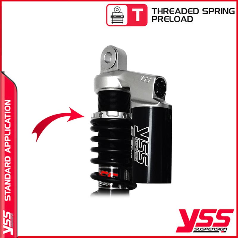 Amortisseurs moto YSS RG362 350TRCJ 52S 888 pour Triumph 900 T100. Blackpines.fr