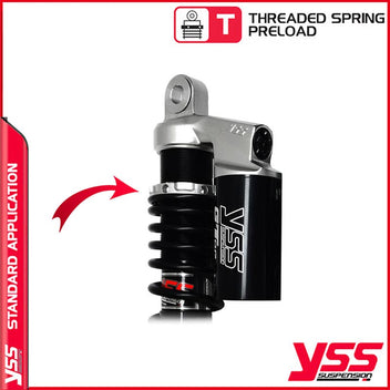 Amortisseurs moto YSS RG362 350TRCJ 52S 888 pour Triumph 900 T100. Blackpines.fr