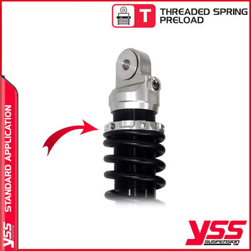 Amortisseurs moto YSS RZ362 330TRL 61 88 pour Triumph 900SE (EFI). Blackpines.fr