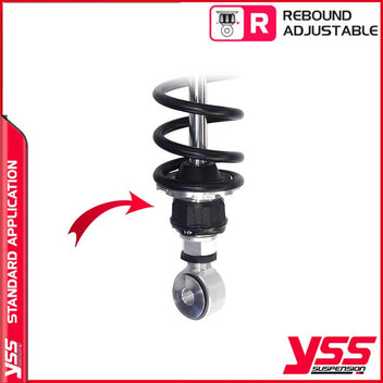 Amortisseurs moto YSS RZ362 330TRL 61 88 pour Triumph 900SE (EFI). Blackpines.fr