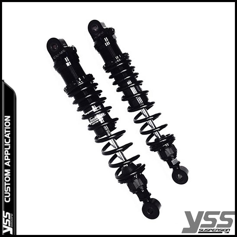 Amortisseurs moto YSS RZ362-360TRL-49S-BLK pour Royal Enfield Continental. Blackpines.fr