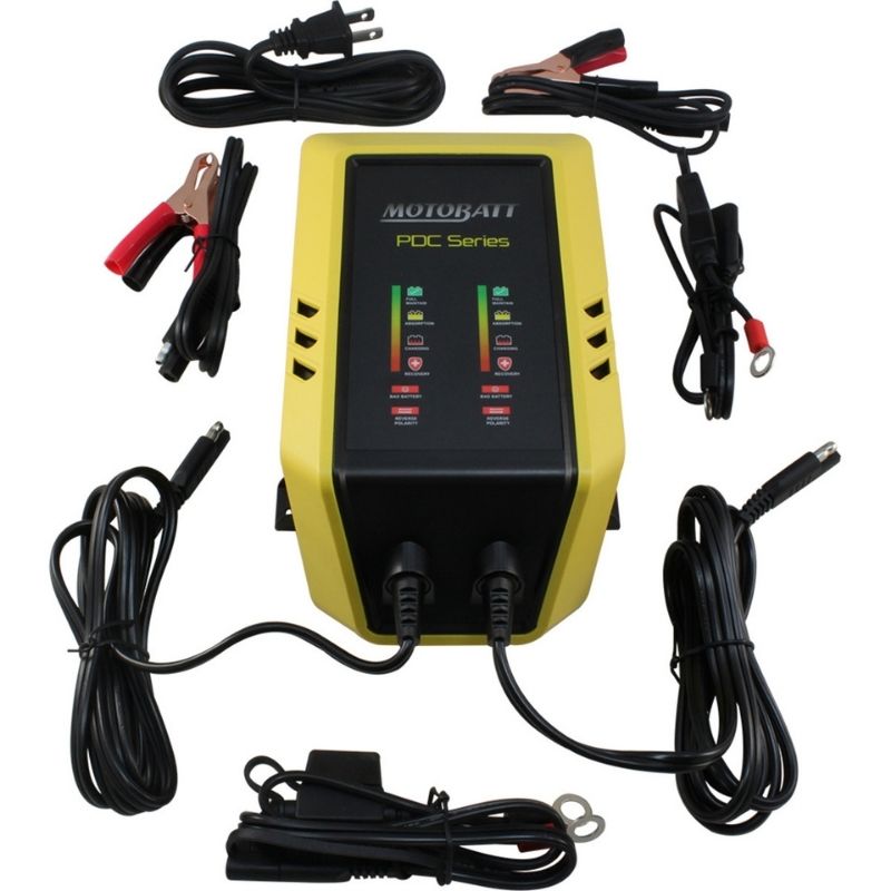 Chargeur automatique Motobatt PDC2X2A pour 2 batteries. Blackpines.fr