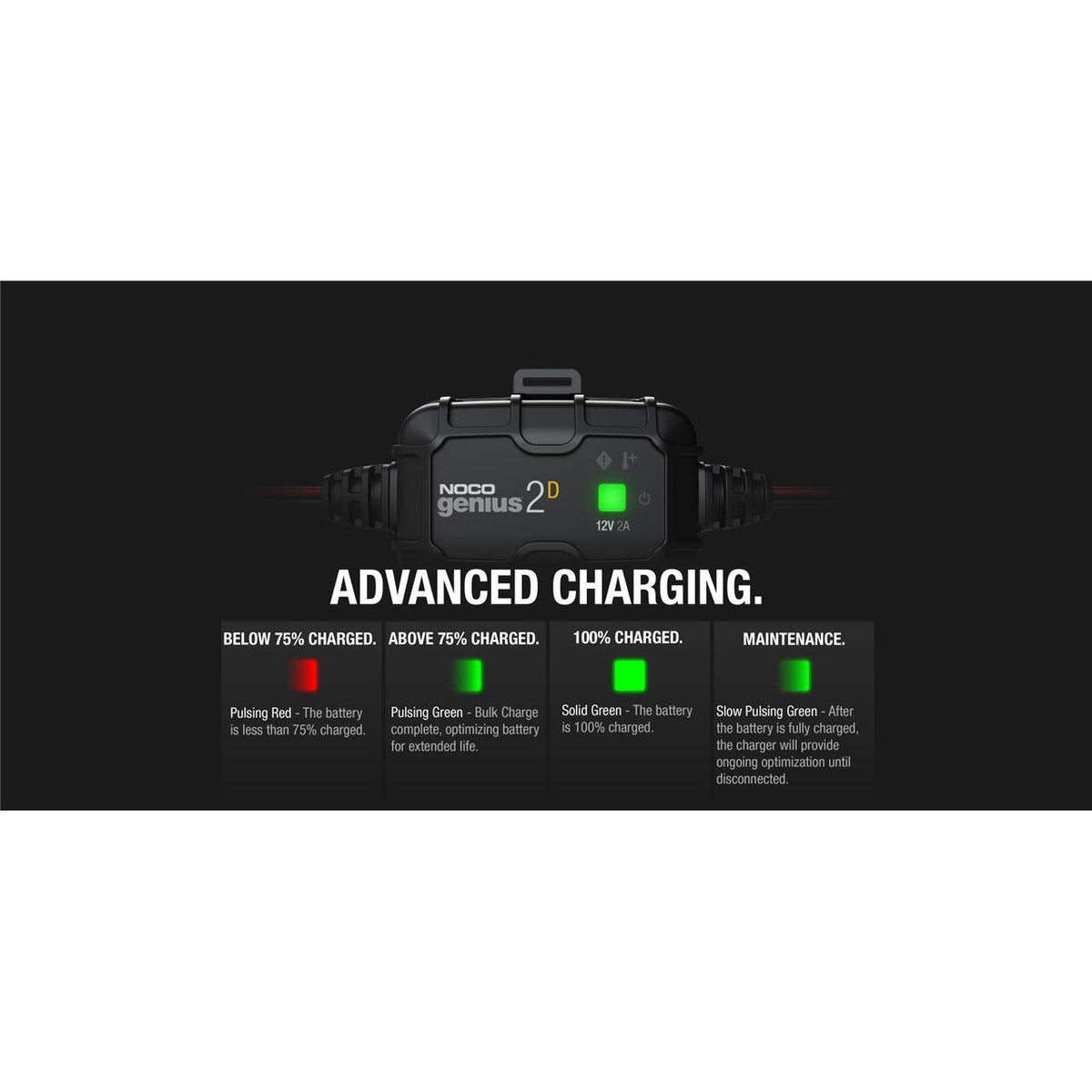Chargeur batterie 6V & 12V NOCO Genius 2-blackpines.fr
