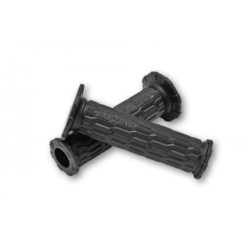 Paire de poignees moto noires DAYTONA D-AMI 22 mm. Blackpines.fr 