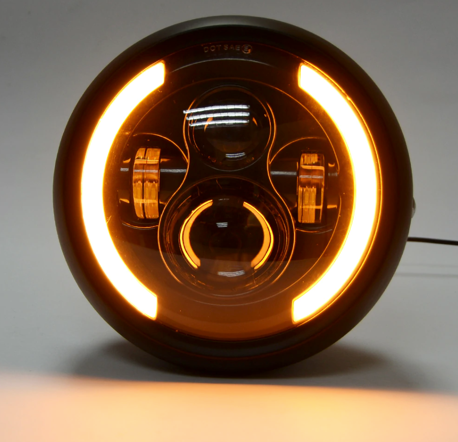 Phare avant moto optique LED avec feu diurne  blackpines.fr  blackpines.fr