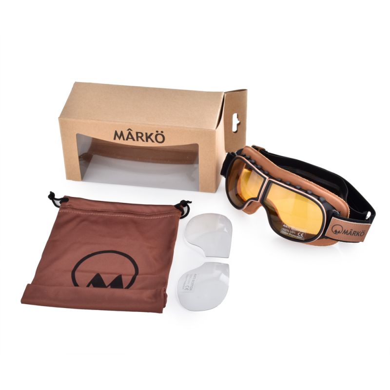 Lunette moto aviateur B3 Goggle Replica marron Marko. Blackpines.fr