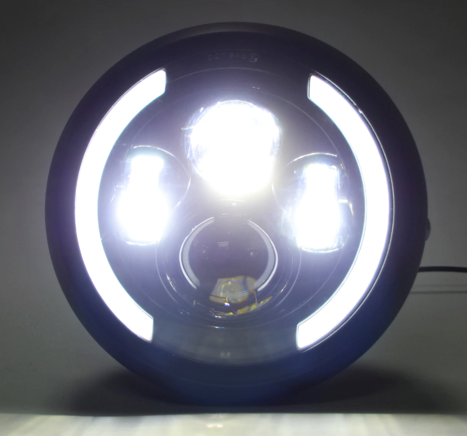 Phare avant moto optique LED avec feu diurne  blackpines.fr  blackpines.fr