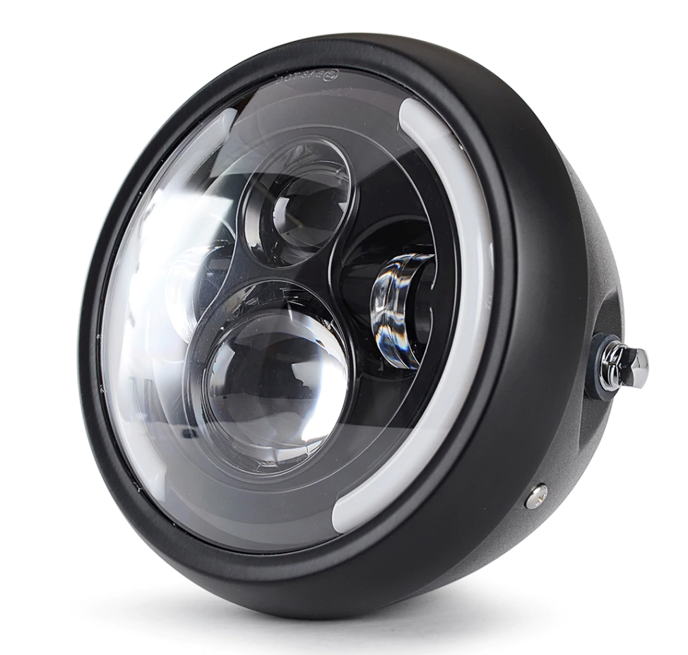 Phare avant moto optique LED avec feu diurne  blackpines.fr  blackpines.fr