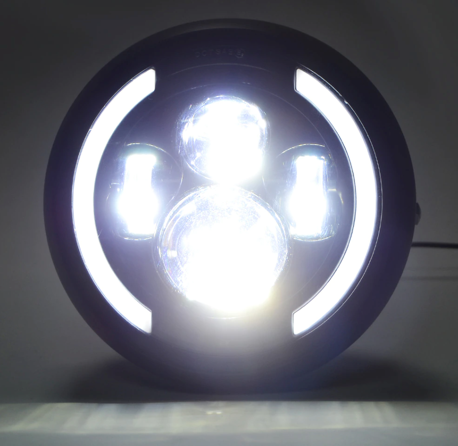 Phare avant moto optique LED avec feu diurne  blackpines.fr  blackpines.fr