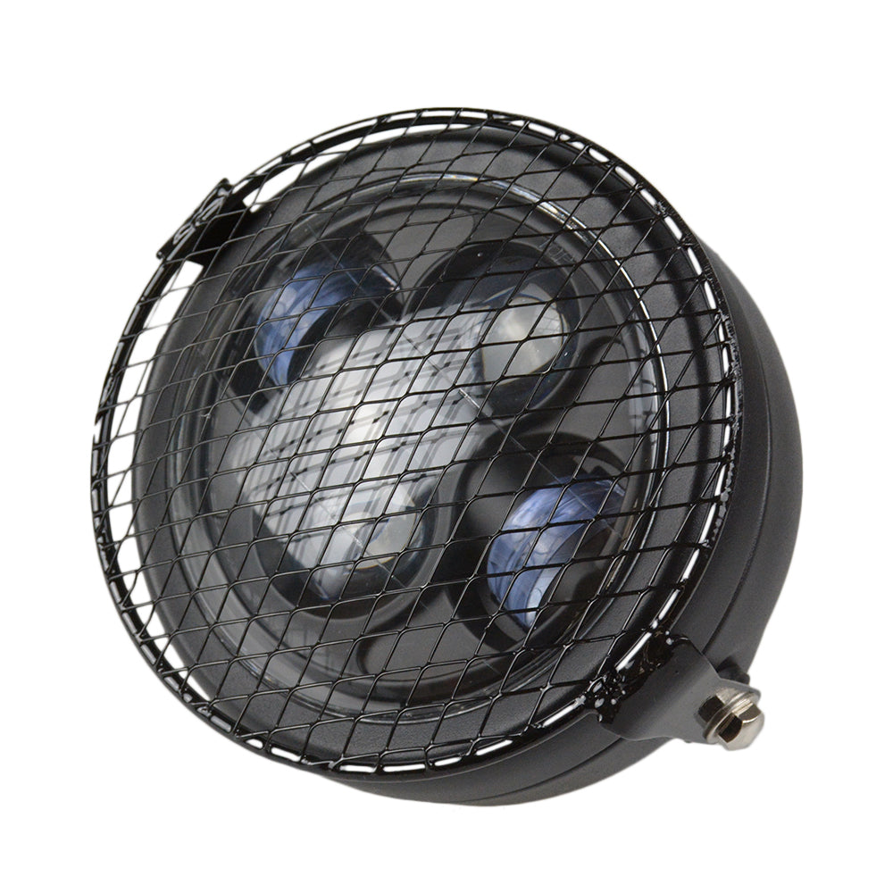 Phare avant LED CAFE RACER avec grille-blackpines.fr
