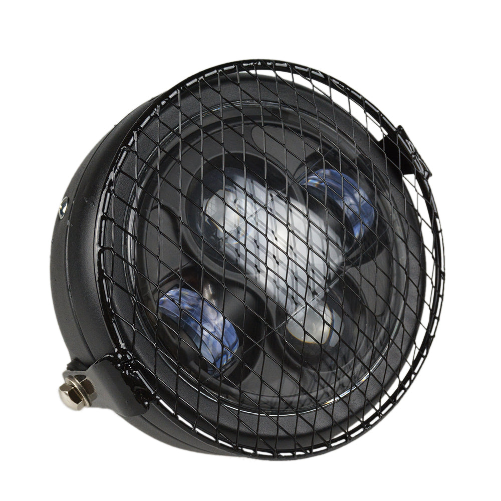 Phare avant LED CAFE RACER avec grille-blackpines.fr
